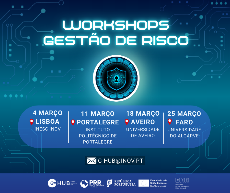 Workshop Gestão de Risco 2026 C-HUB: Aveiro, Lisboa, Portalegre e Algarve.